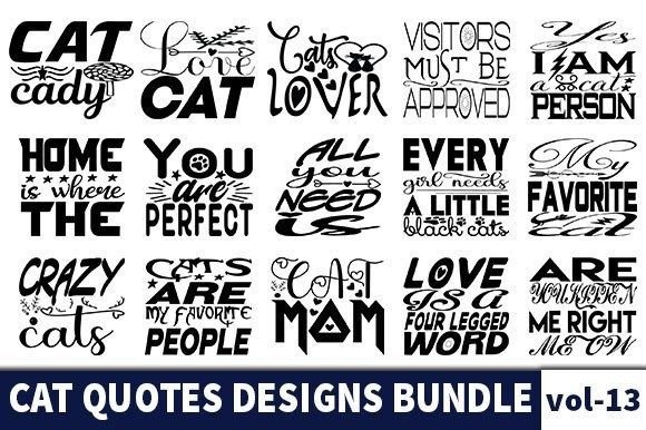 25 CAT Quotes Designs Bundle