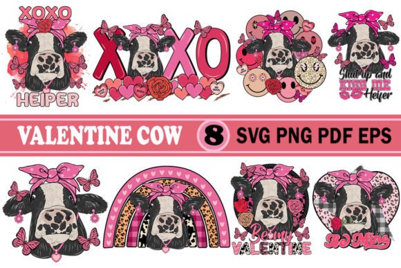 Cow Valentine SVG PNG Sublimation Bundle