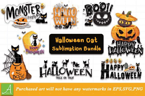 Halloween Cat Sublimation Bundle