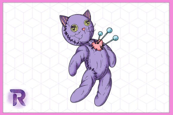 Sad Purple Cat Doll Creepy Cute Anime